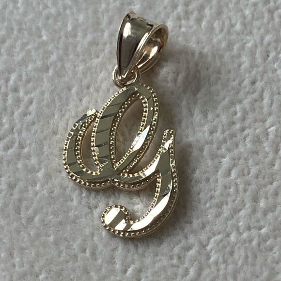 14k Solid Gold initial G Pendant | Initial or letter charm | perfect gift | - Picture 3 of 5